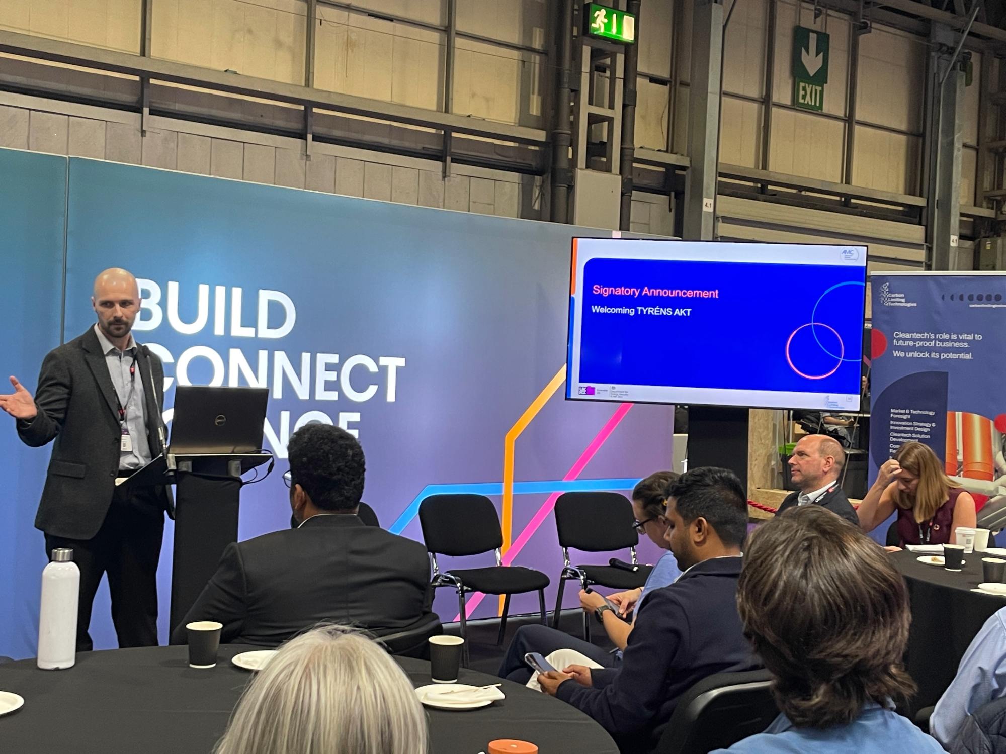 Tom Jepson-Newby at UK Construction Week’s Build Connect Lounge talking about the AMC